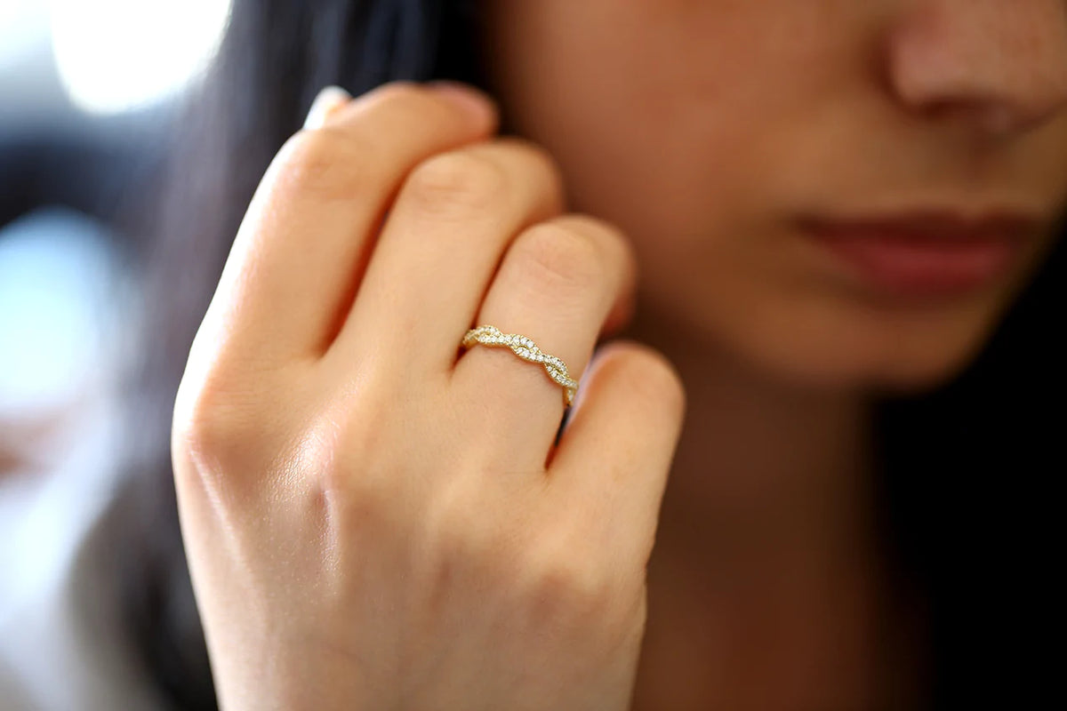 Solid Gold Infinity Diamond Eternity Wedding Band