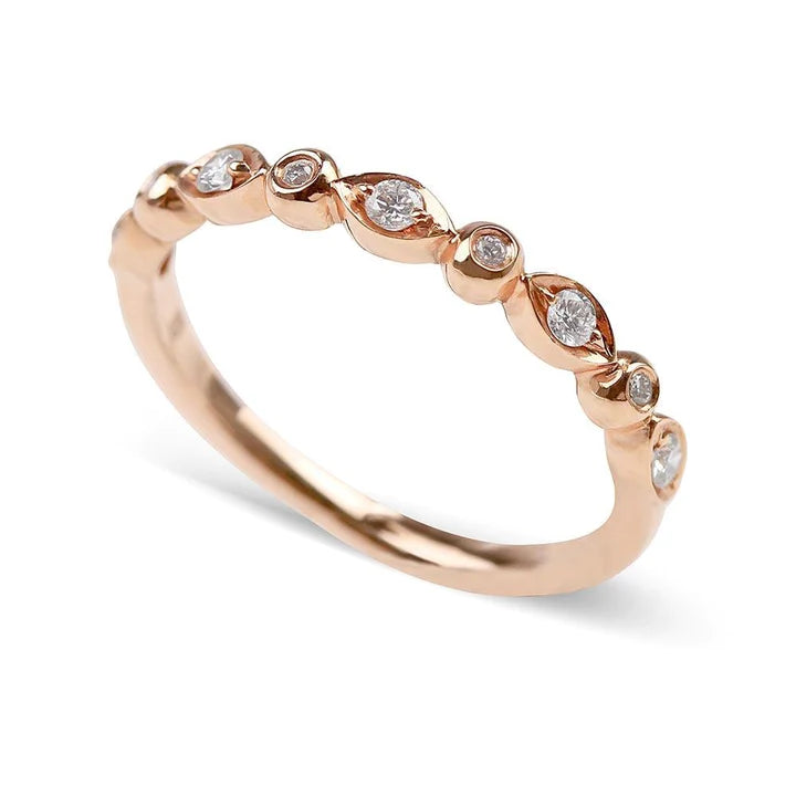 14K Solid Gold Diamond Stacking Ring - Style B