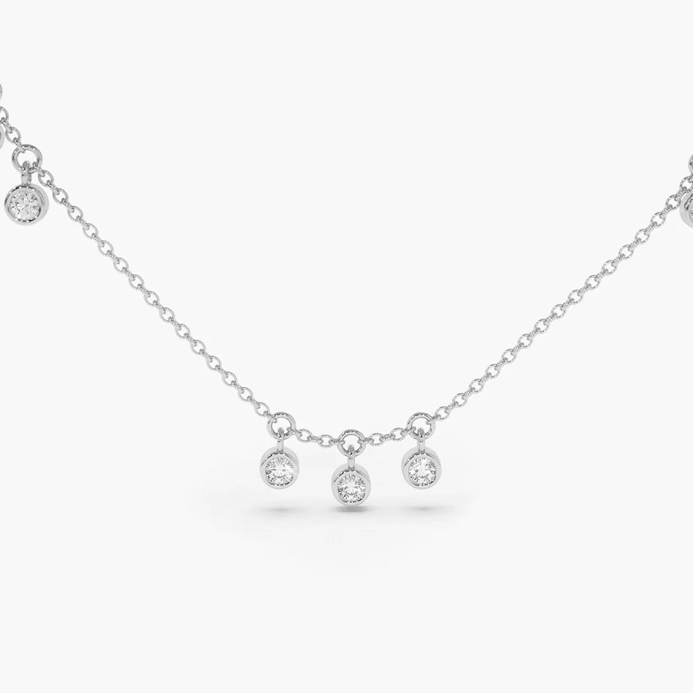 Solid Gold 9 Diamond Dangle Necklace