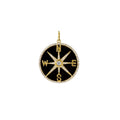 Solid Gold Diamond And Onyx Compass Charm
