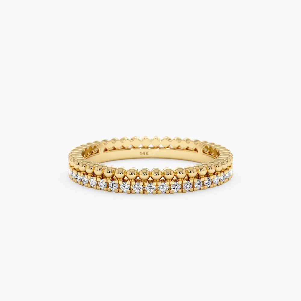 Solid Gold Diamond & Bead Eternity Ring