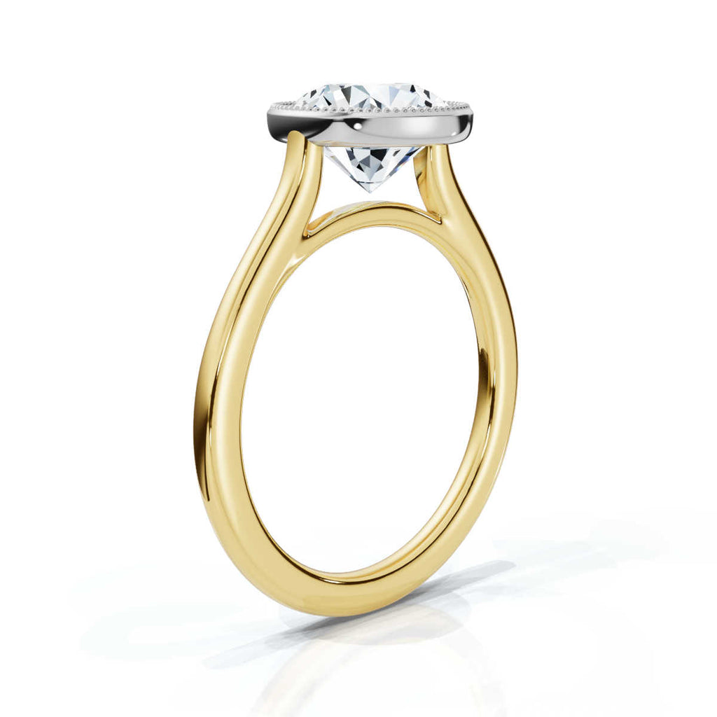 Solid Gold 2 CT Bezel Lab Grown Diamond Engagement Ring