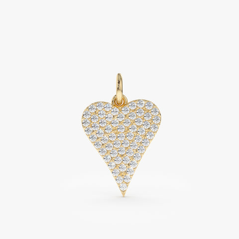 Solid Gold Long Diamond Heart Charm