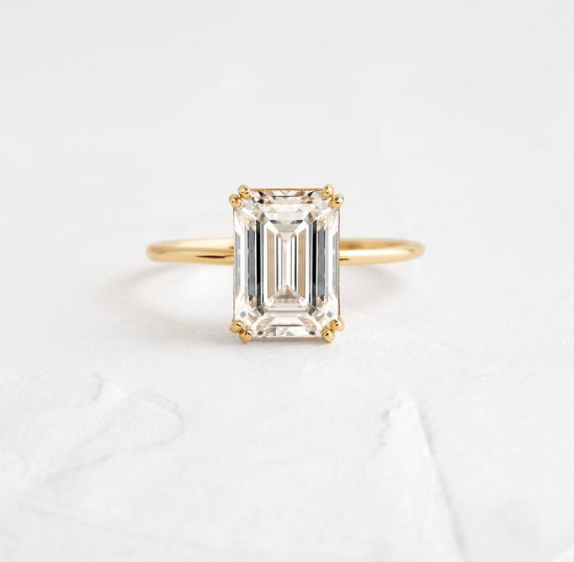 Solid Gold 3 CT Emerald Cut Ring