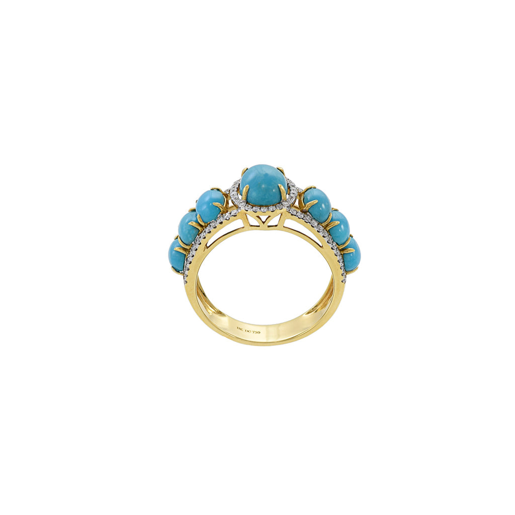 Solid Gold Turquoise and Diamond Ring (574921)