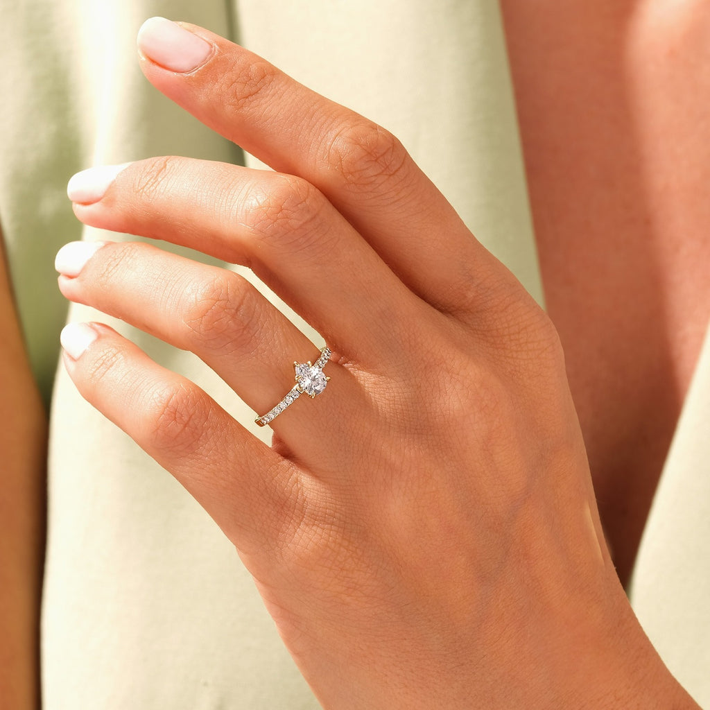 Solid Gold 1 CT Pear Cut lab Grown Diamond Engagement Ring