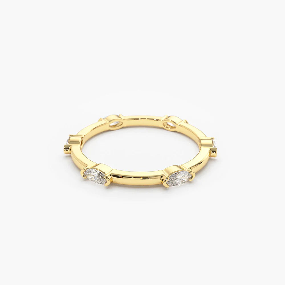 Solid Gold Stackable Marquise Diamond Eternity Ring
