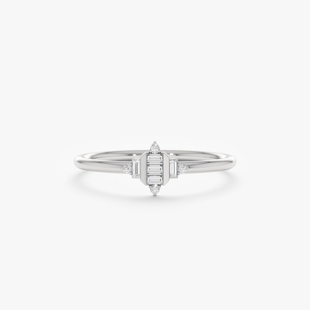 Solid Gold Minimalist Diamond Art Deco Ring (A868B3)