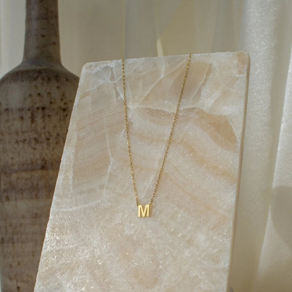Solid Gold Dianty Initial Necklace