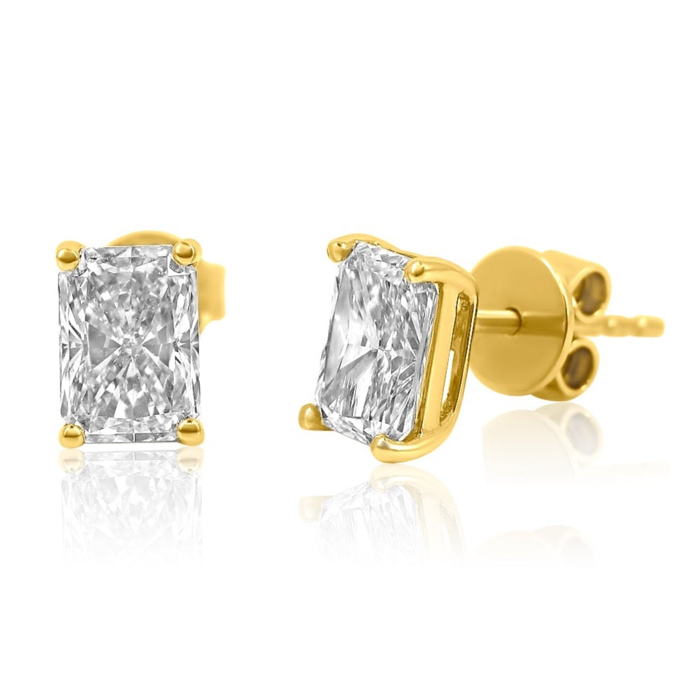 Solid Gold Lab Grown Diamond Emerald Cut Earring