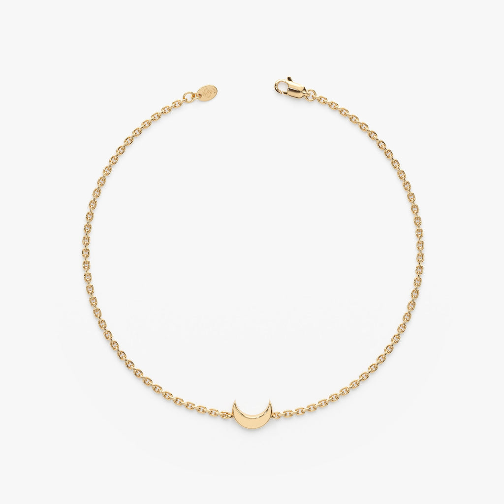 Solid Gold Crescent Moon Bracelet