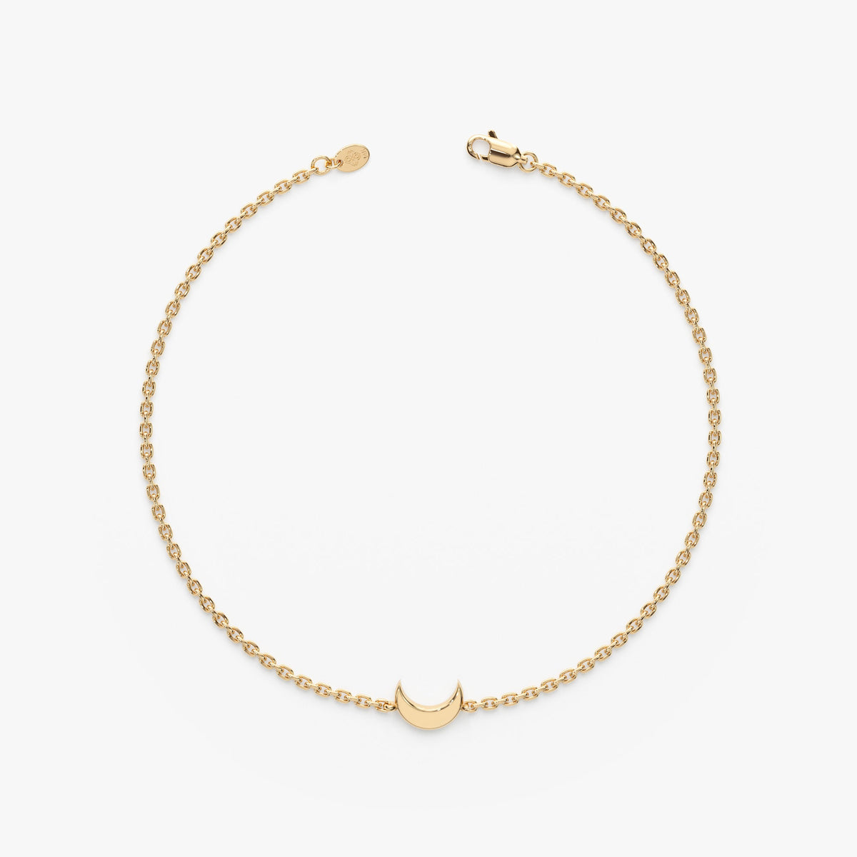 Solid Gold Crescent Moon Bracelet