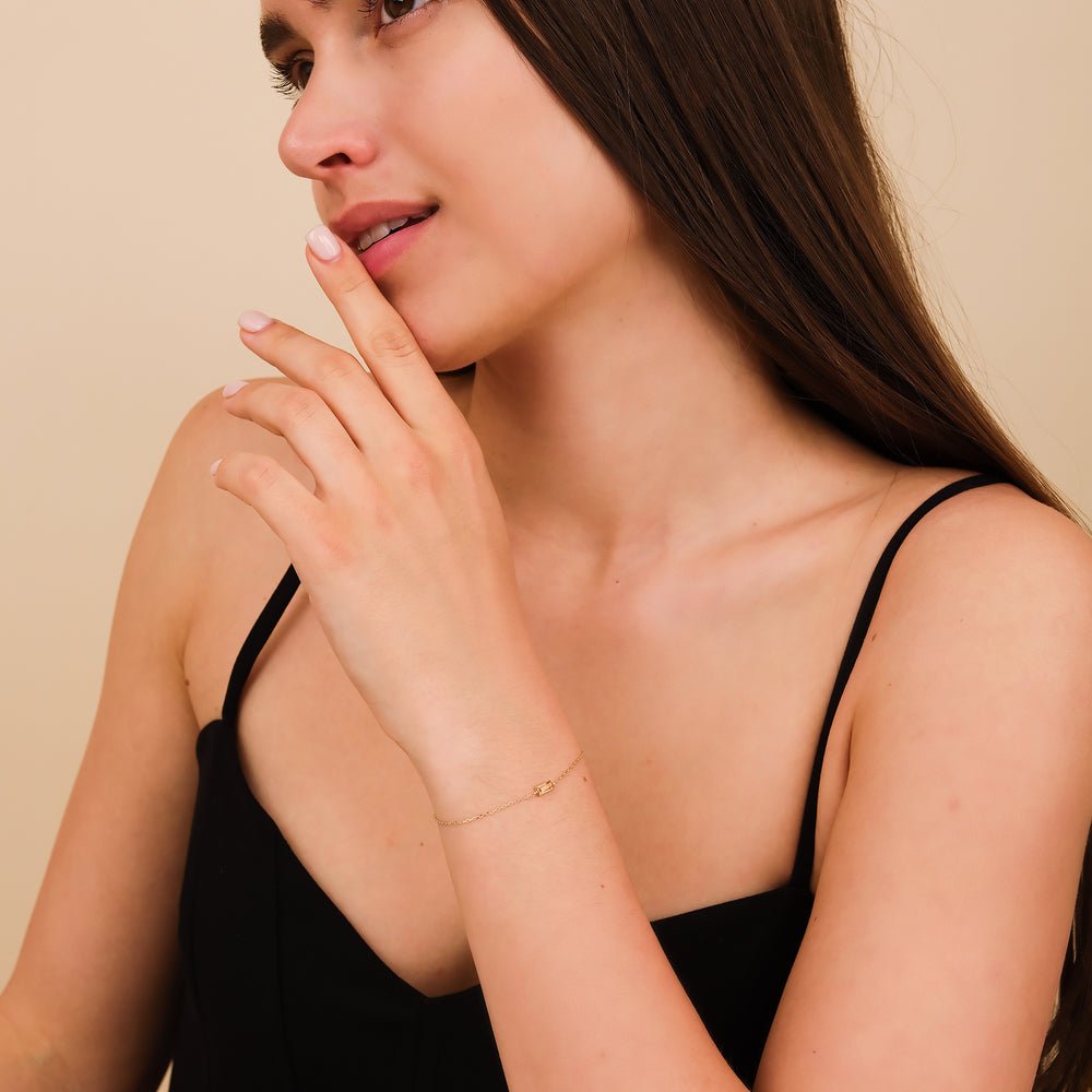 Solid Gold Citrine Birthstone Bracelet (F08A59)
