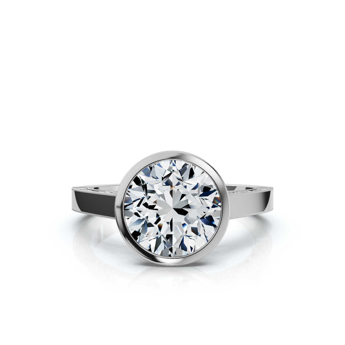 Solid Gold 2 CT Hand Texture Lab Grown Diamond Engagement Ring