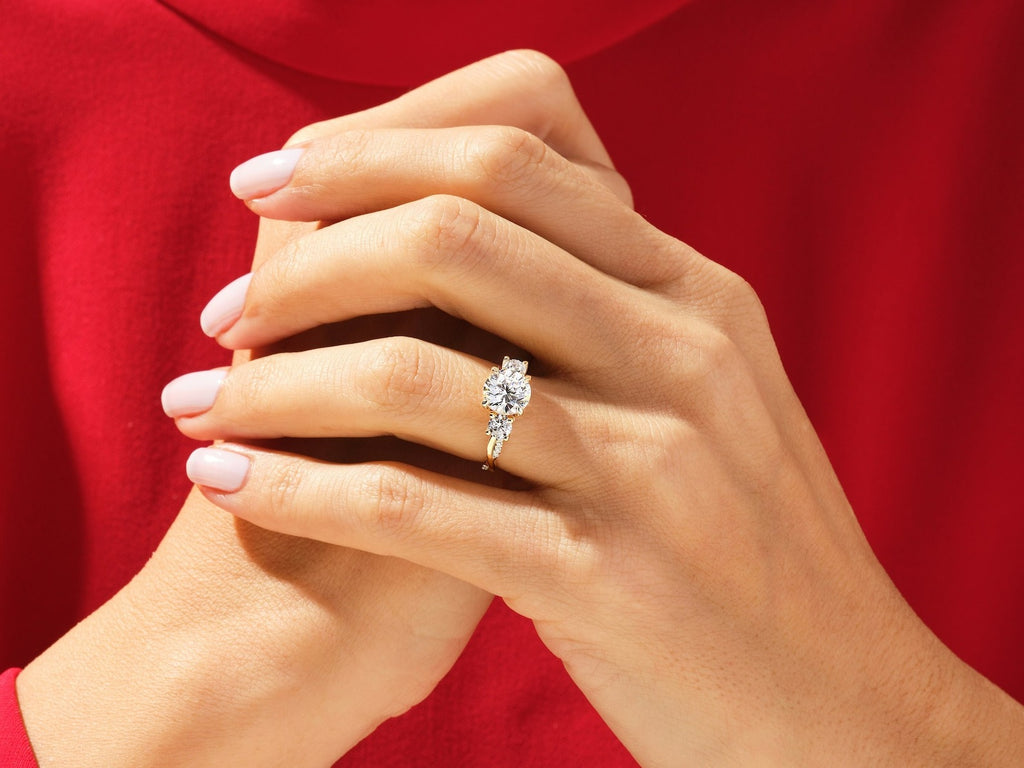 Solid Gold Three Stone Anniversary Solitaire Ring 3 ct. Lab Grown Diamond