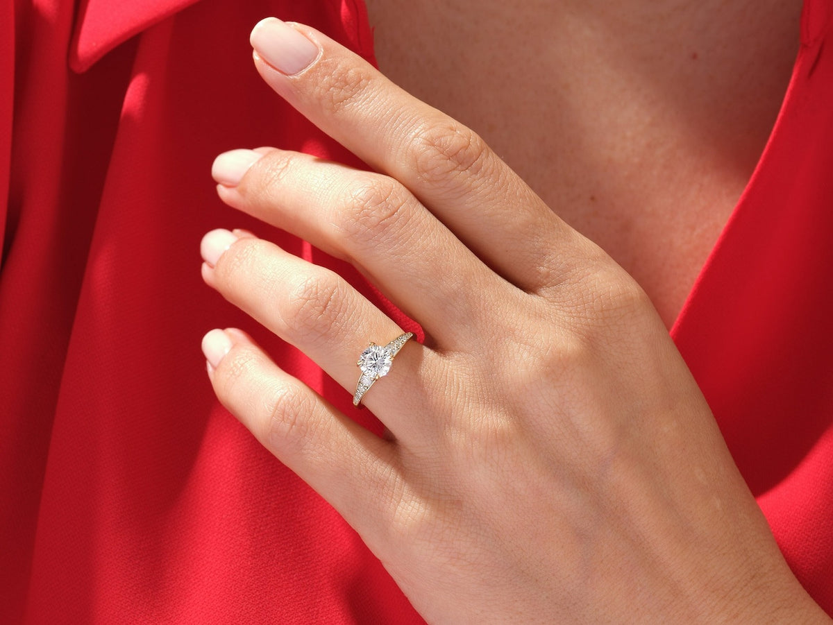 Solid Gold Round Cut Lab Grown Diamond Ring 1.00 ct Promise Ring
