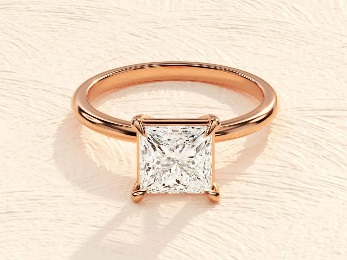 Solid Gold Cushion Cut Engagement Ring 4ct Lab Grown Dimond