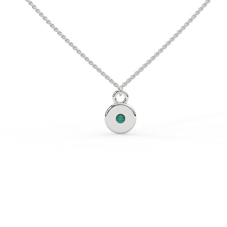 Solid Gold 2.0 MM Natural Emerald Necklace