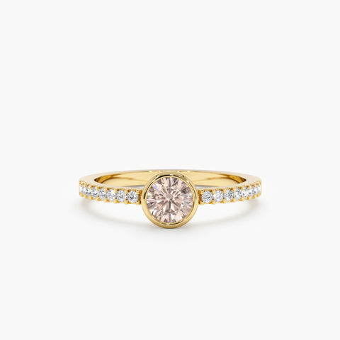14K Solid Gold Diamond and Single Morganite Ring (Price Match 18K - Review)
