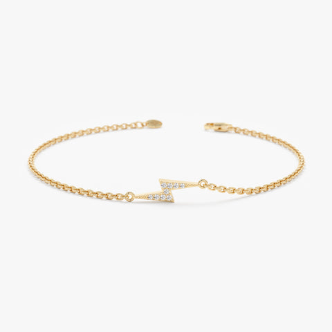 Solid Gold Diamond Lightning Bolt Bracelet (121D67)
