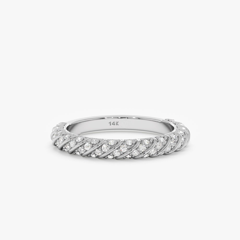 Solid Gold Twisted Diamond Dome Ring (EE1801)
