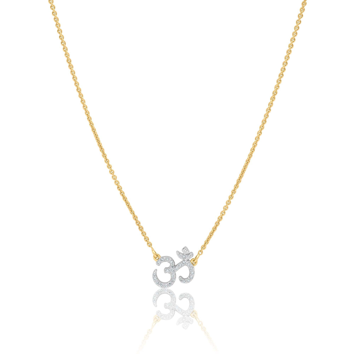Solid Gold Diamond Ohm Necklace