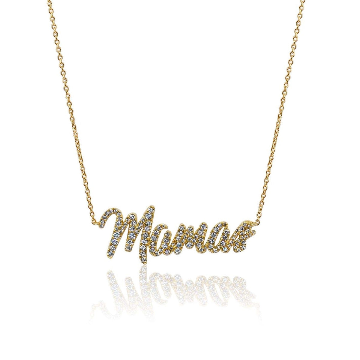 Solid Gold Diamond Mamas Necklace