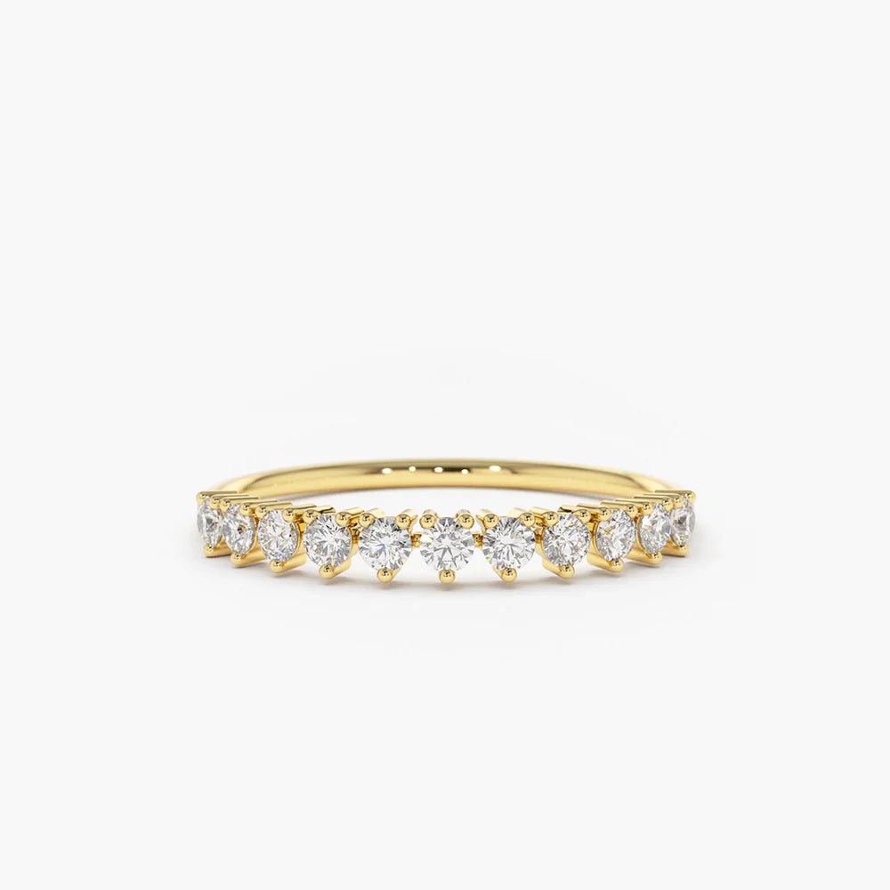 Solid Gold 3 Prong Diamond Wedding Ring