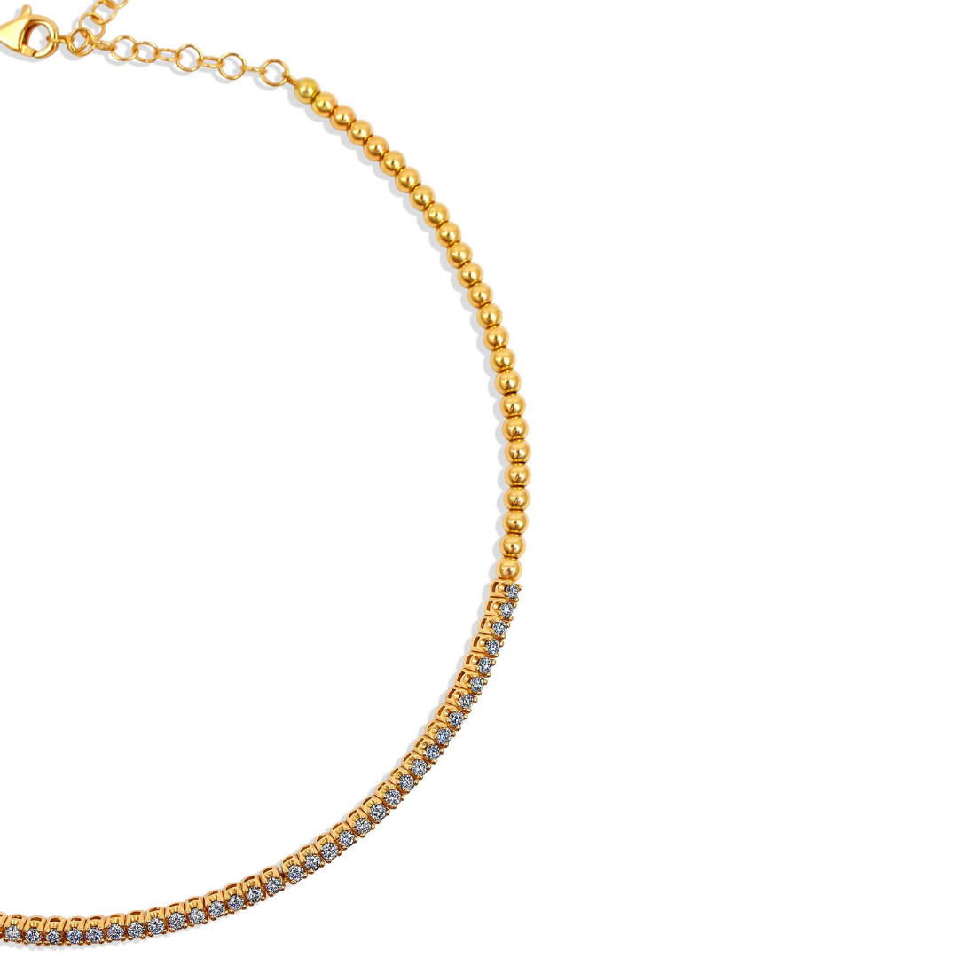 Solid Gold Aureum Contour 18K Gold Rigid Natural Diamond Tennis Choker