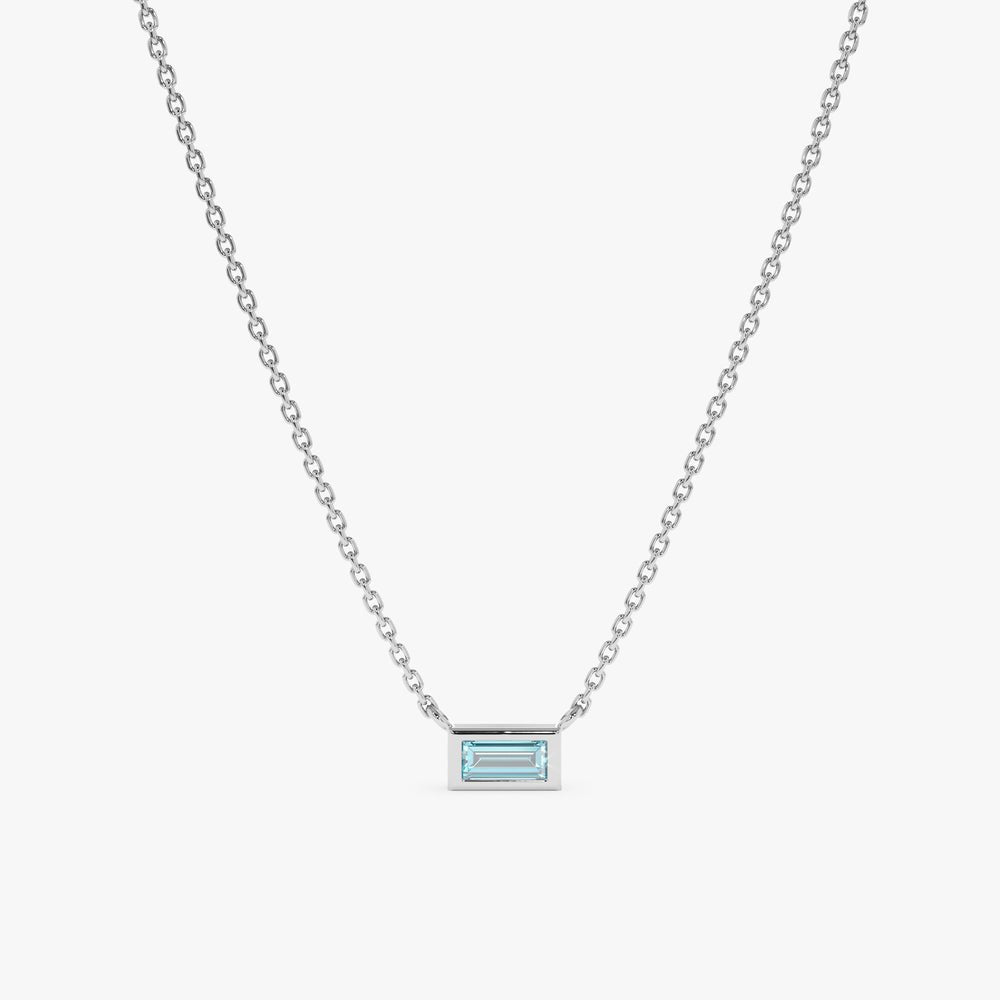 Solid Gold Dainty Aquamarine Necklace