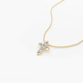 Solid Gold Tiny Diamond Cross Necklace (7D078F)
