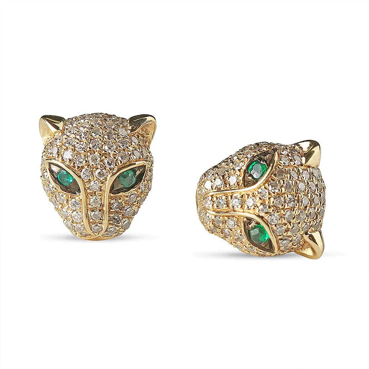 Solid Gold Diamond Jaguar Studs
