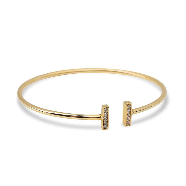 Solid Gold Diamond Bar Cuff
