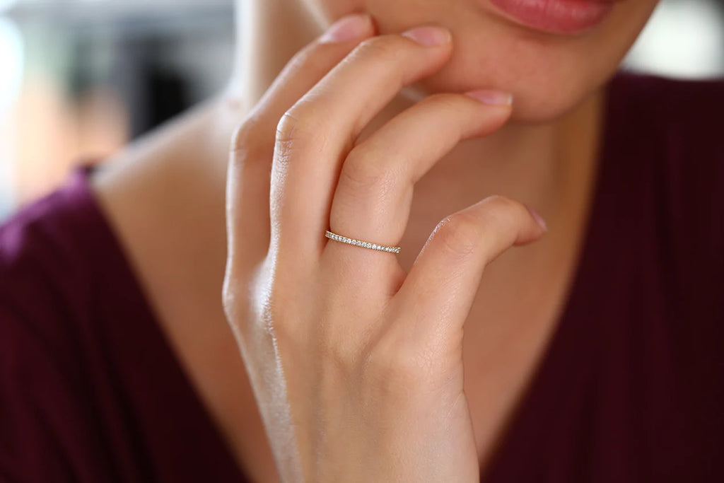 Solid Gold 1.5MM Full Eternity Diamond Ring