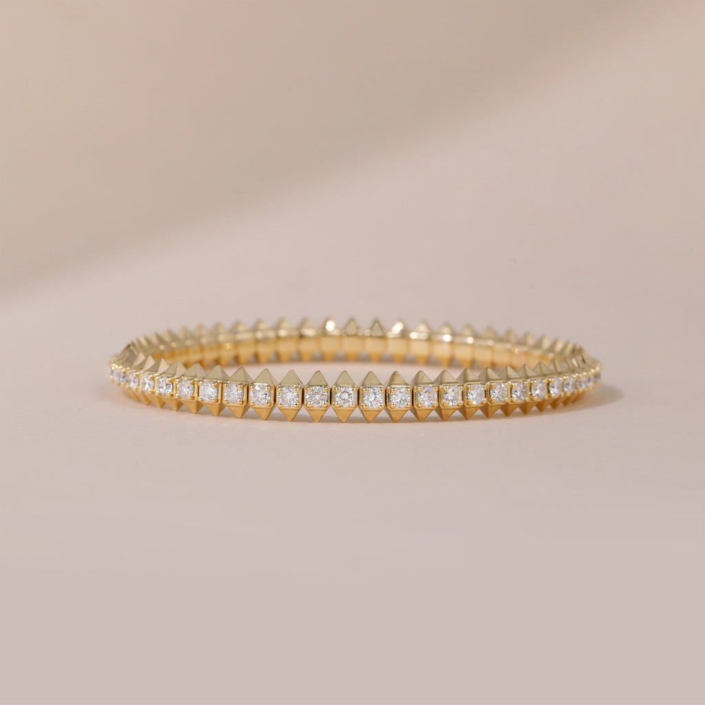 Solid Gold Diamond Spike Tennis Bracelet