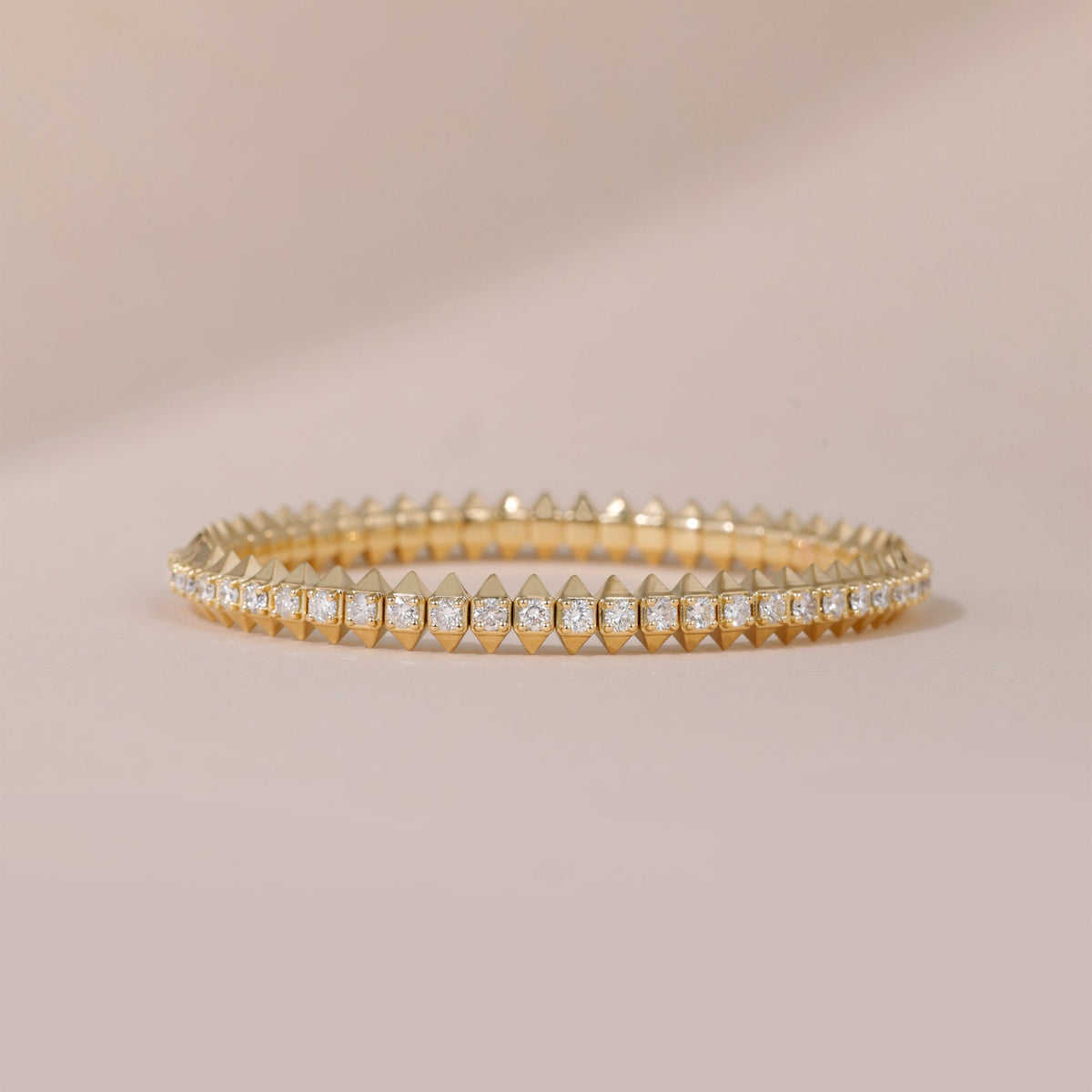 Solid Gold Diamond Spike Tennis Bracelet