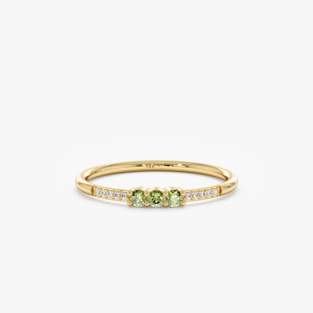 Solid Gold Natural Peridot and Diamond Ring (3025CA)