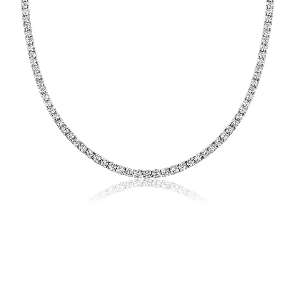 18K Solid Gold 14 CT Diamond Tennis Necklace