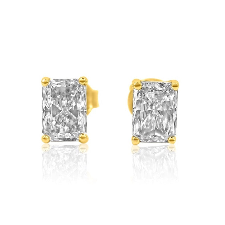 Solid Gold Lab Grown Diamond Emerald Cut Earring