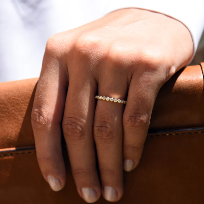 Solid Gold Bezel Setting Round Brilliant Cut Diamond Eternity Ring