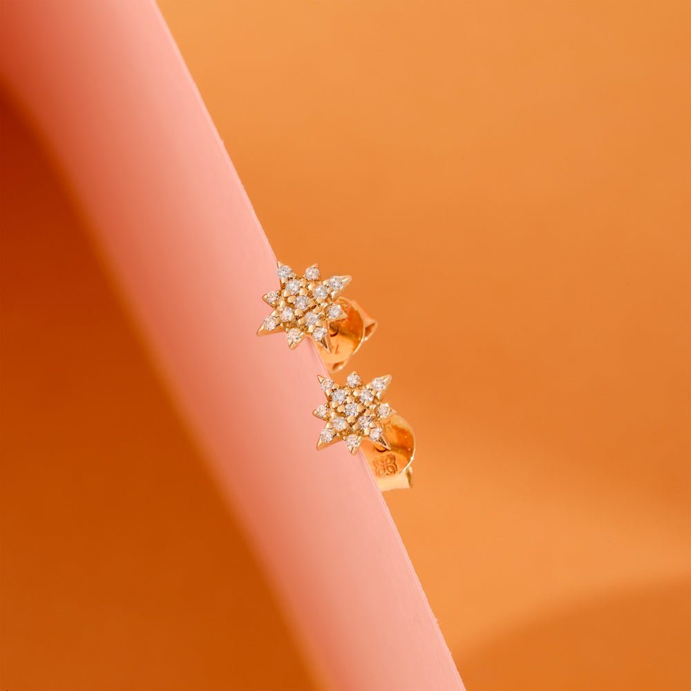 Solid Gold Starburst Studs