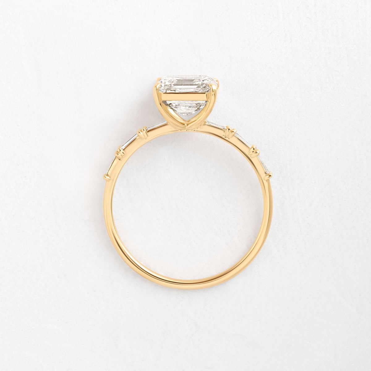 Solid Gold 3 CT Fluency Ring, Asscher Cut Diamond Moissanite