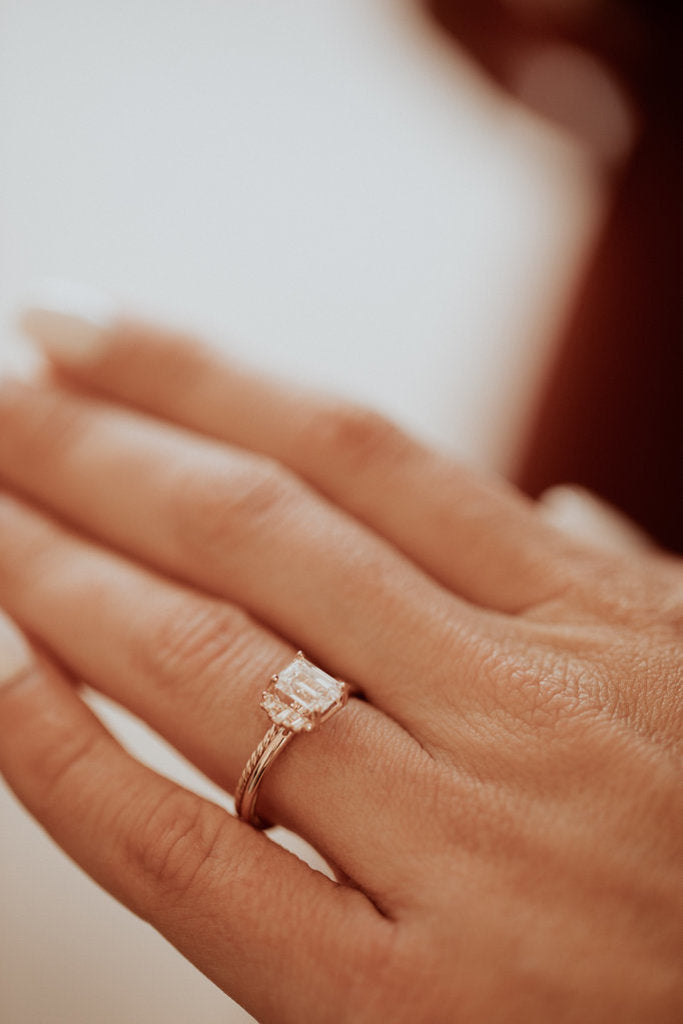 Solid Gold Lab Grown Emerald Cut Ring (2130CD)
