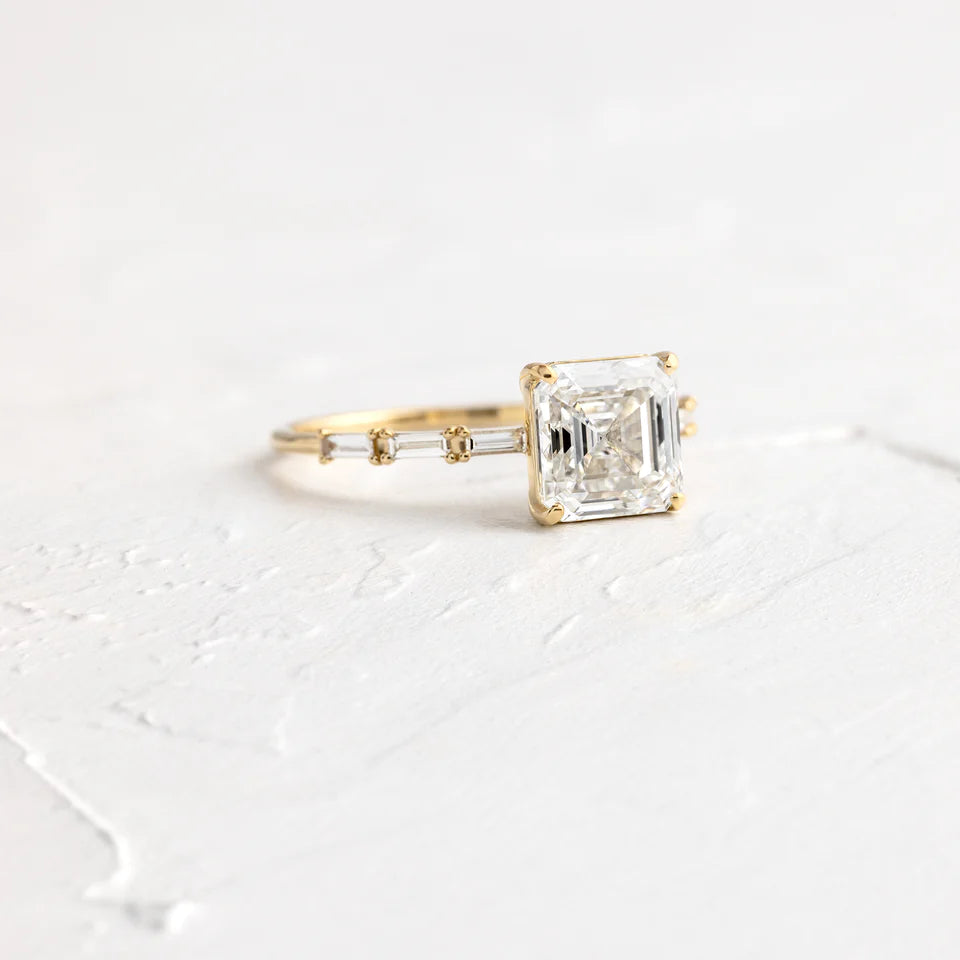 Solid Gold Asscher Cut Lab-Grown Diamond Ring