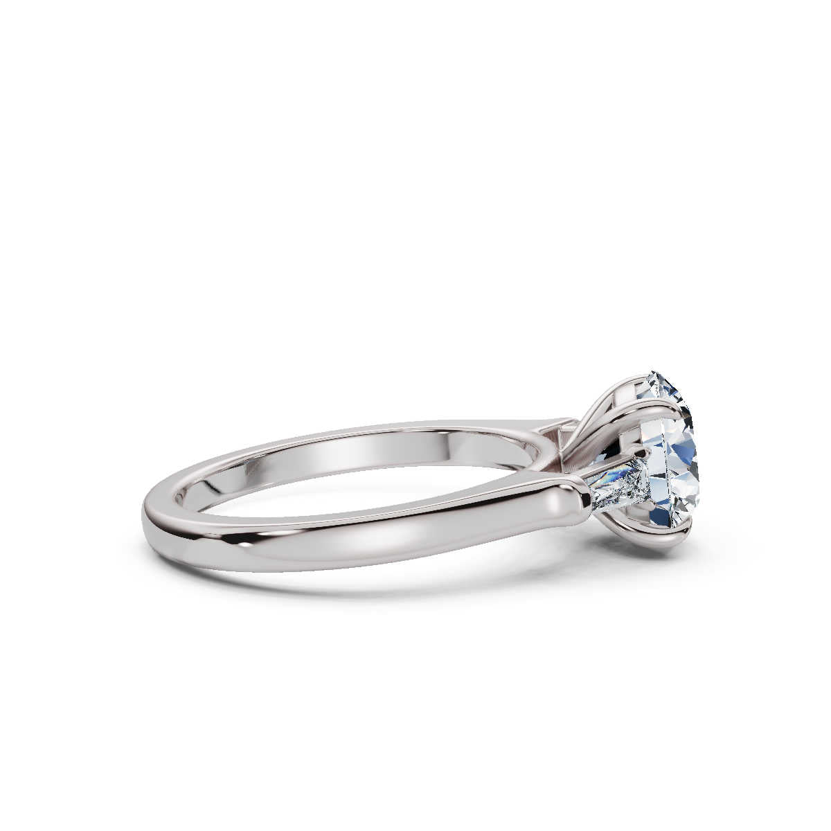 Solid Gold Engagement Ring 2 CT Three Stone Baguette Lab Grown Diamond