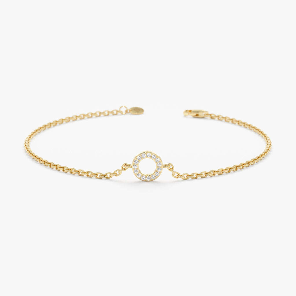 Solid Gold Circle Diamond Bracelet