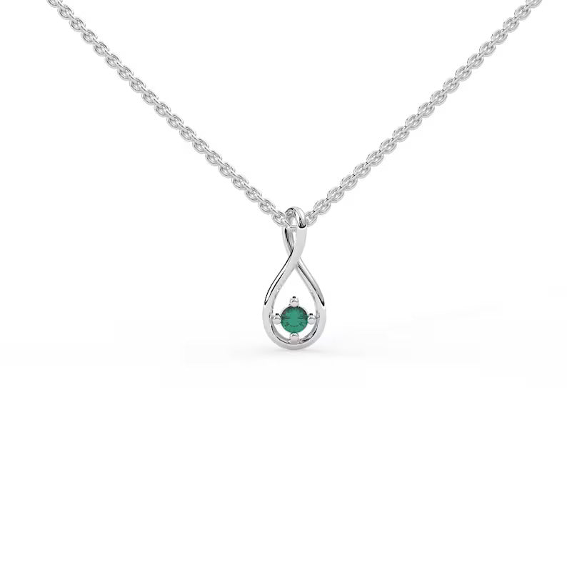 Solid Gold Natural Solitaire Emerald Necklace