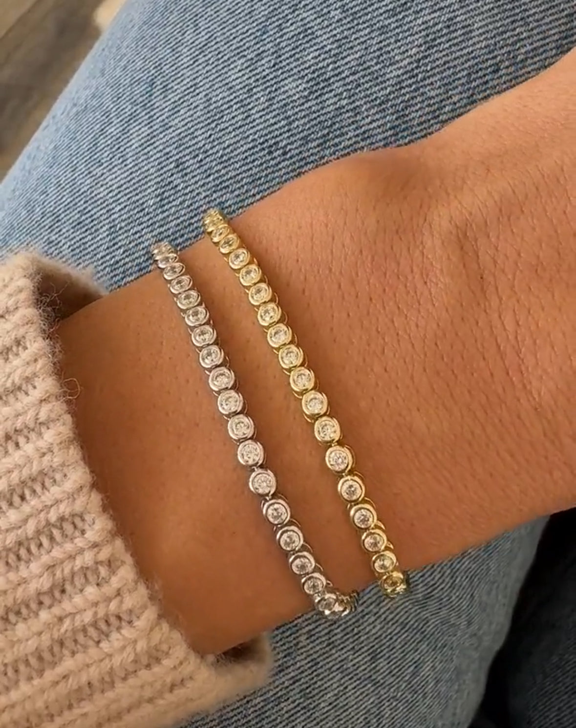 Solid Gold Bezel Tennis Bracelet