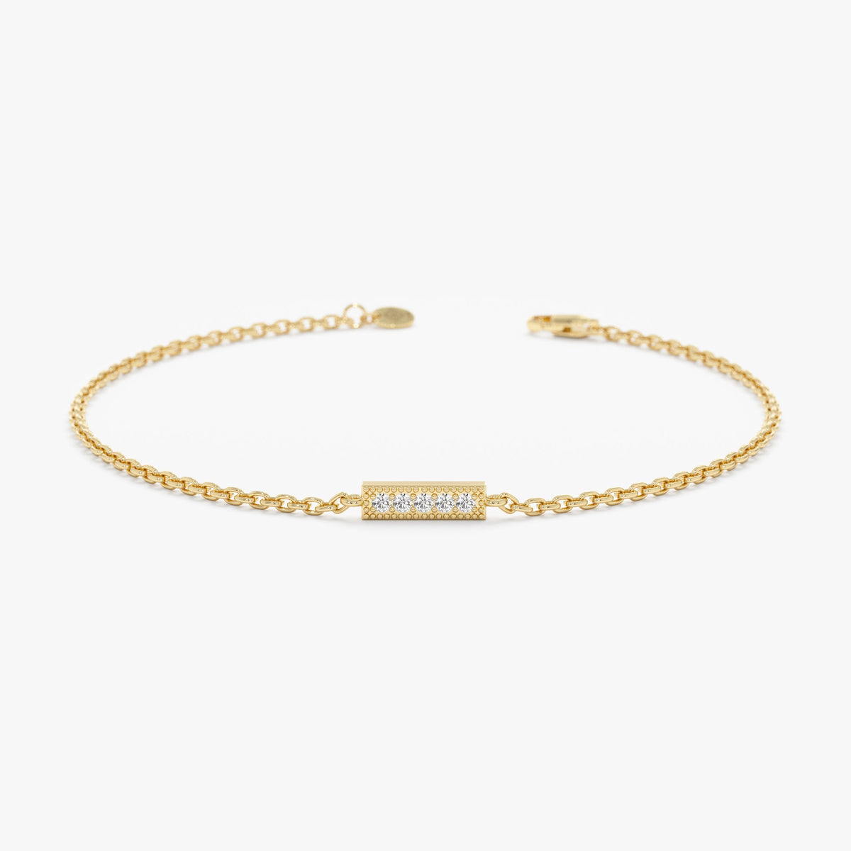 Solid Gold Dainty Diamond Bar Bracelet