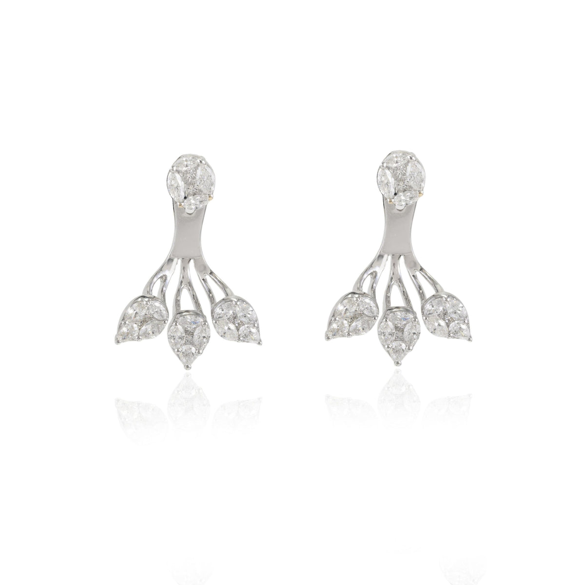 Solid Gold Natural Diamond Ear Jacket Earrings